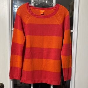 Joe Fresh Women's Striped Sweater - Red and Orange